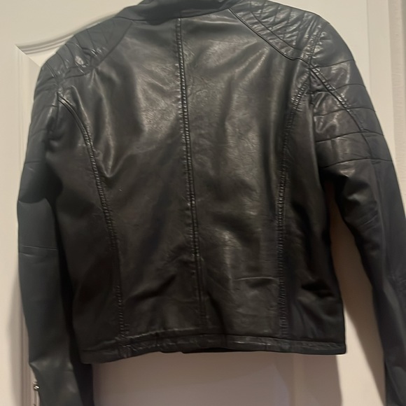 Bloomingdale’s Aqua 100% Leather Moto Style Jacket Medium - Picture 8 of 16